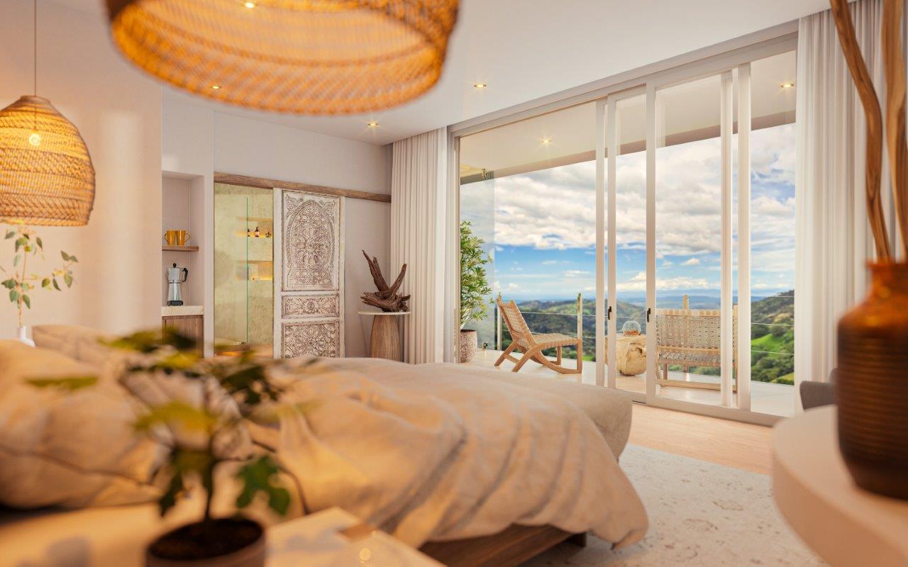 The Retreat Costa Rica’s new Santosha Clubhouse featuring rustic wood furnishings, Indigenous relics, and lush greenery.